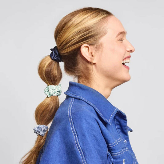 Lot de 5 chouchous en satin froncé - Bouquet de jardin