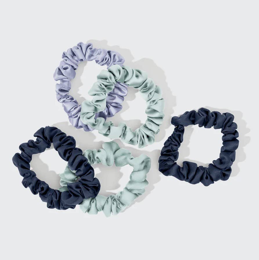 Lot de 5 chouchous en satin froncé - Bouquet de jardin