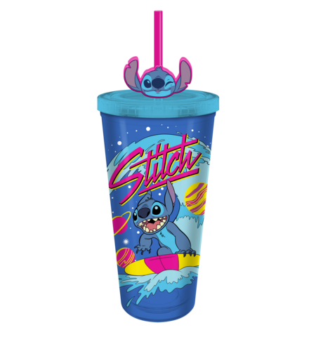 Gobelet froid en plastique Lilo and Stitch de 24 oz avec couvercle et paille