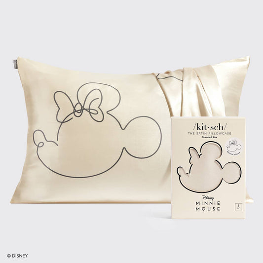 Taie d'oreiller en satin Kitsch & Mickey et Minnie Mrs.Mouse-Cream