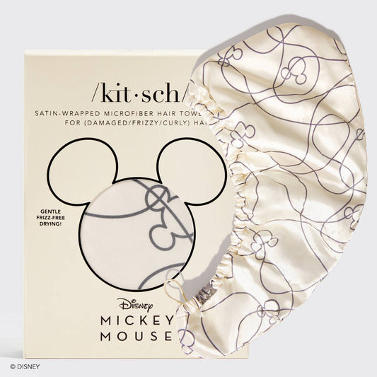 Serviette à cheveux en satin Kitsch & Mickey et Minnie