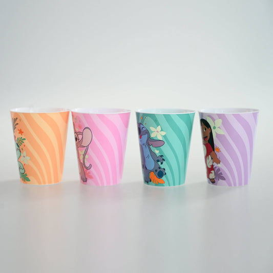 Ensemble de 4 mini-gobelets en plastique 1,5 oz Lilo & Stitch Tropical Panels