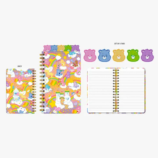Carnet à spirale à onglets Care Bears Rainbow Stars 8” x 5”