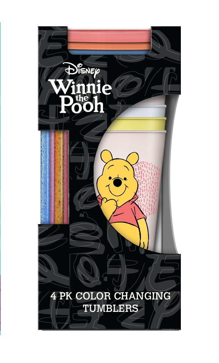 Ensemble de gobelets Winnie Pooh Sketch 24 oz à changement de couleur, paquet de 4