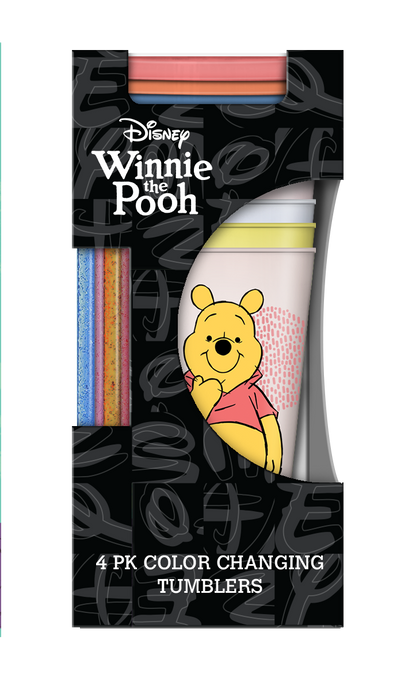 Ensemble de gobelets Winnie Pooh Sketch 24 oz à changement de couleur, paquet de 4