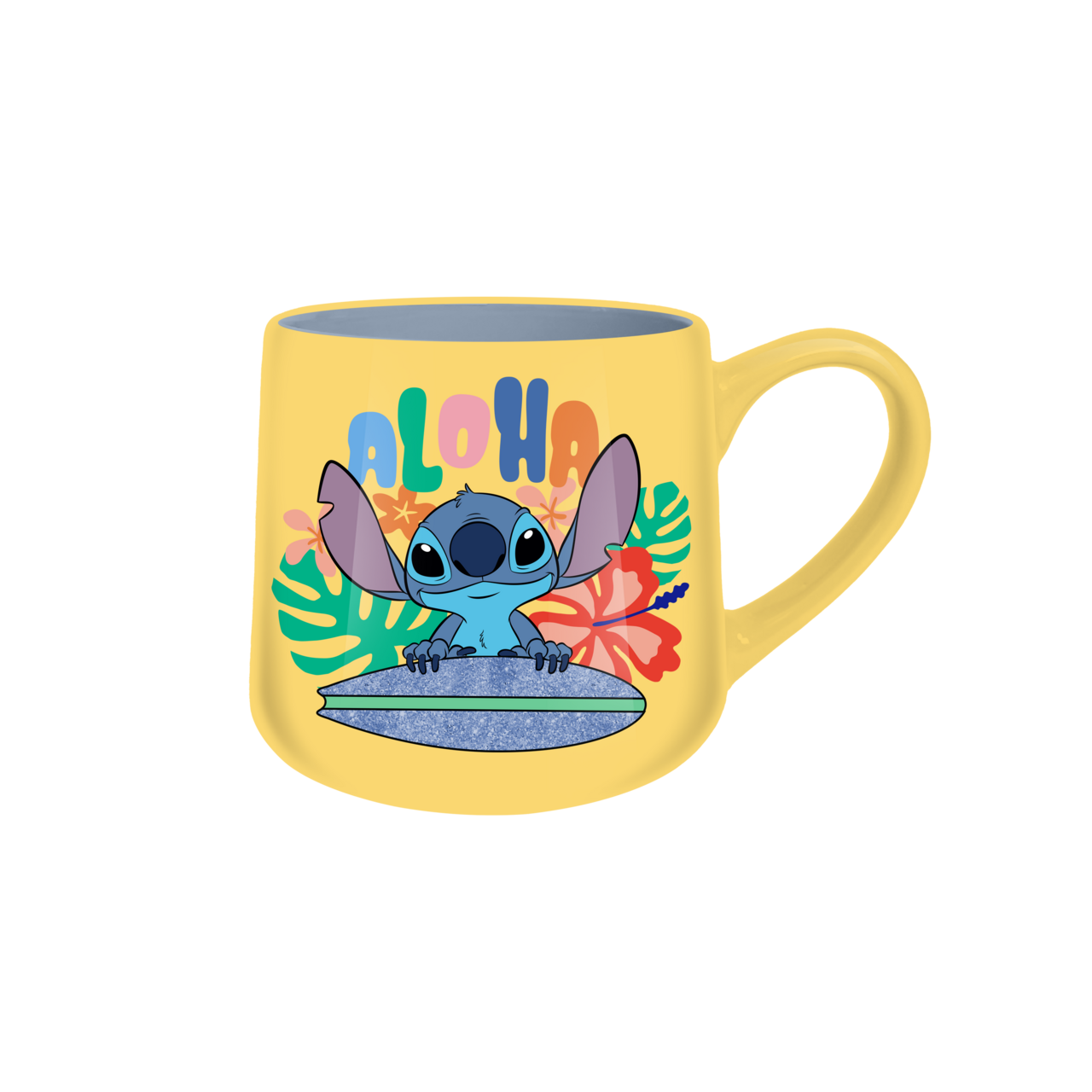 Mug en céramique effilé 18oz Lilo & Stitch Surfboard Glitter