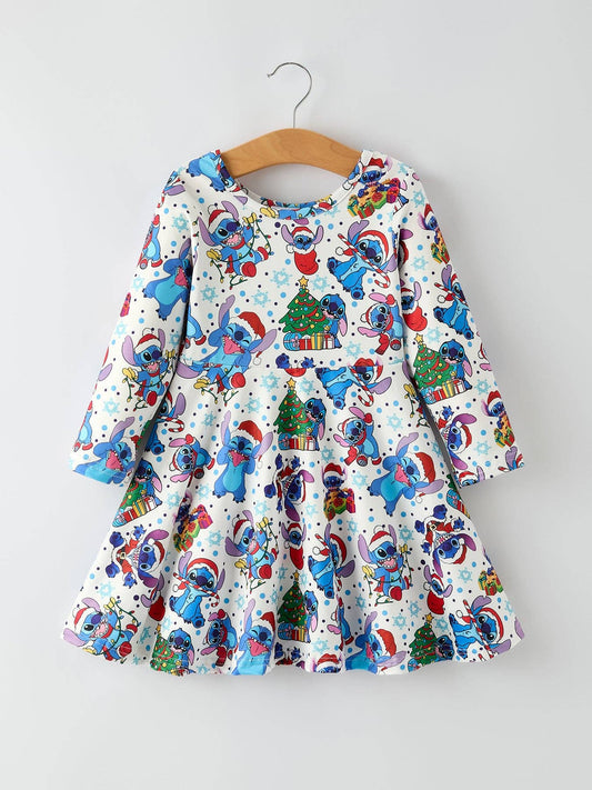 Robe Fille Imprimé Personnage Arbre de Noël Mignon GRANDEUR 4 ans