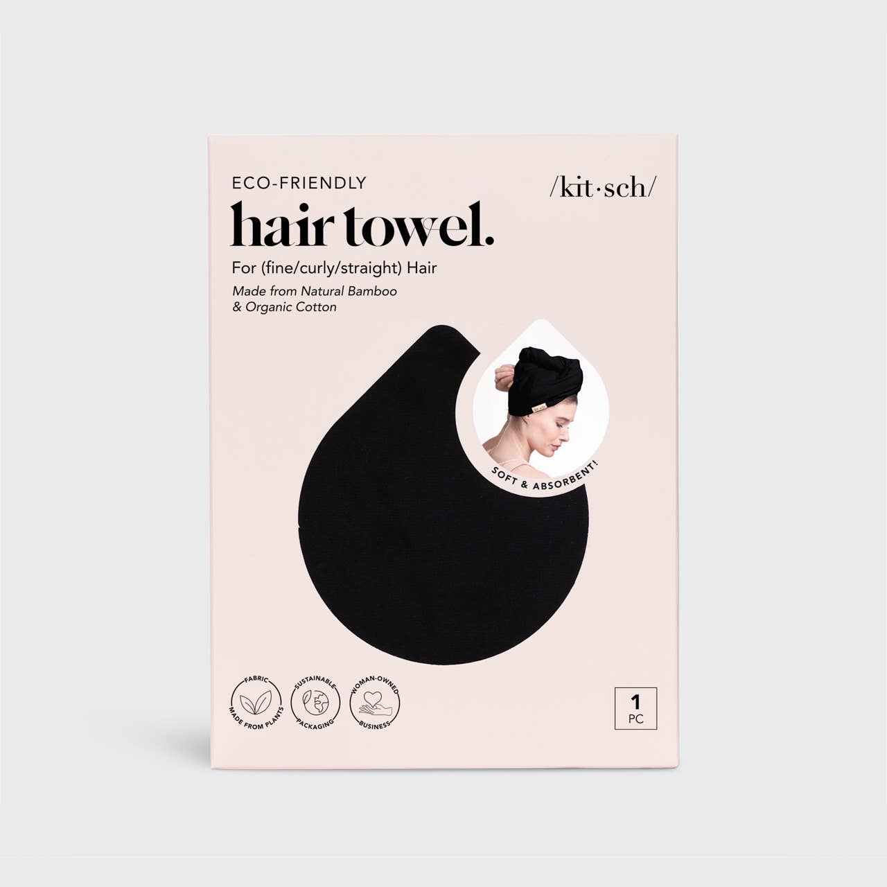 Serviette pour cheveux à séchage rapide - Eco Black