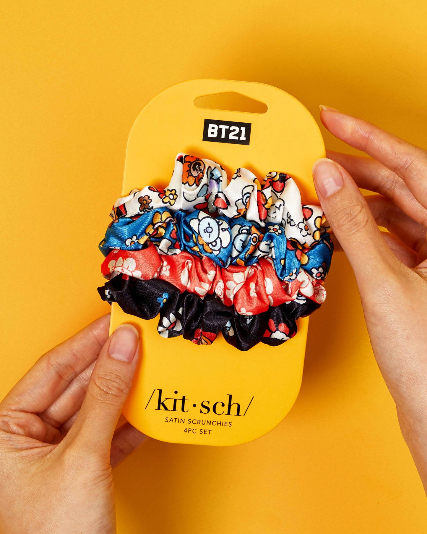 Lot de 4 chouchous Kitsch Satin Sleep BT21 x Kitsch