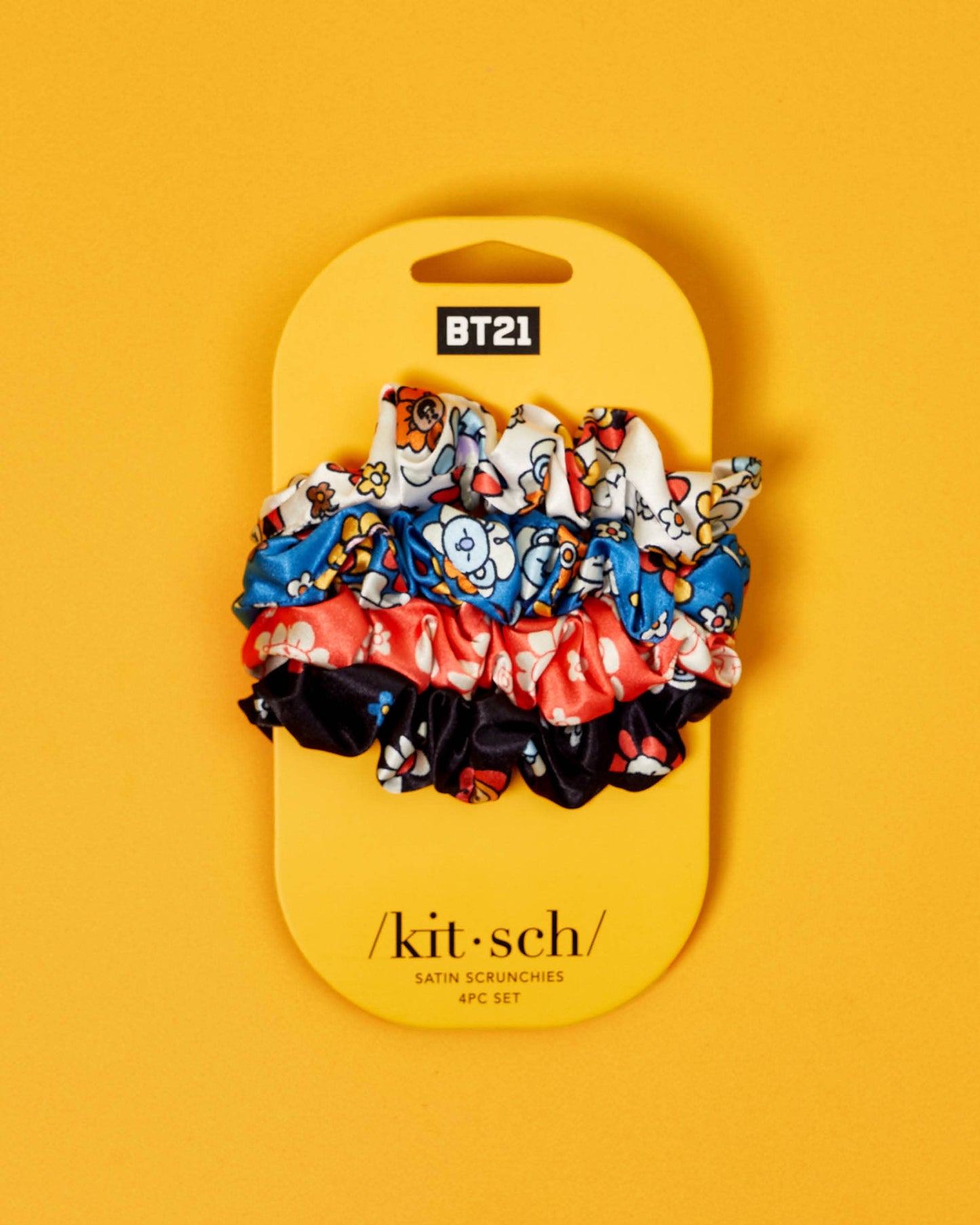 Lot de 4 chouchous Kitsch Satin Sleep BT21 x Kitsch