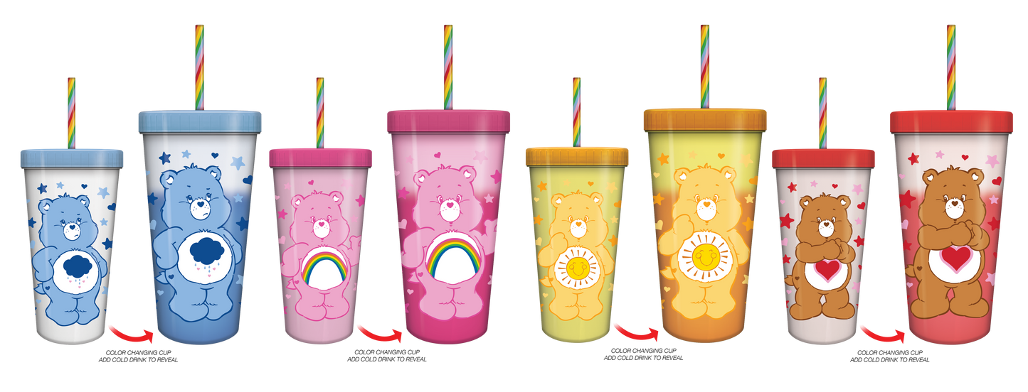 Gobelet à changement de couleur 24oz 4pk Cœurs Arc-en-ciel Bisounours