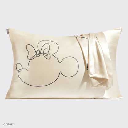 Taie d'oreiller en satin Kitsch & Mickey et Minnie Mrs.Mouse-Cream