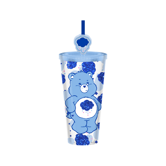 Gobelet froid en plastique Grumpy Bear Pose Cloud Hearts Glitter 24 oz