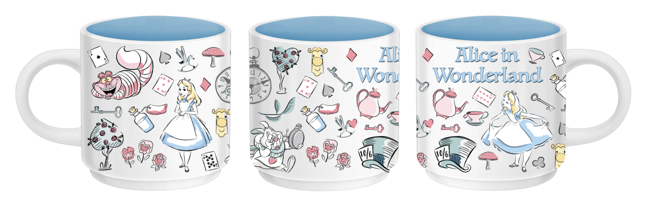 Tasse en céramique empilable unique Alice au pays des merveilles Icones 13 oz