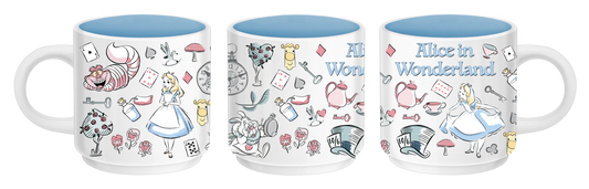 Tasse en céramique empilable unique Alice au pays des merveilles Icones 13 oz