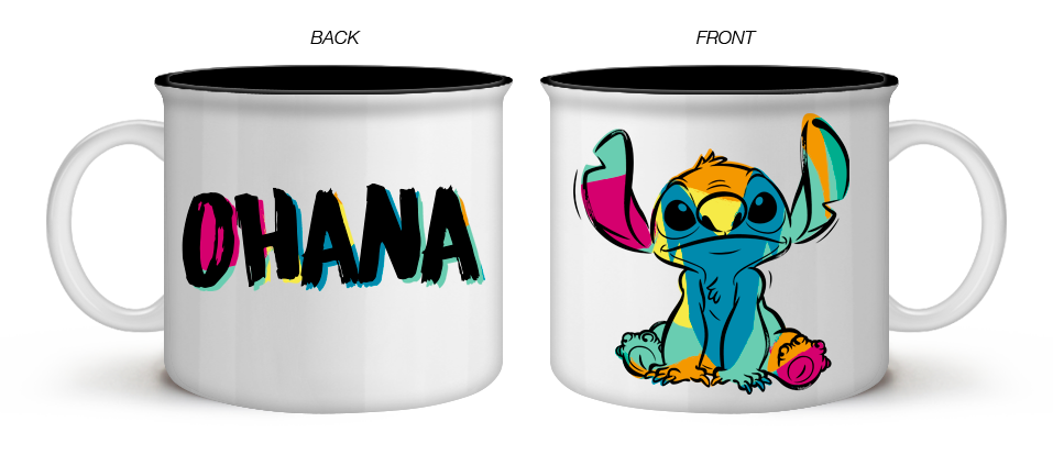 Tasse de camping en céramique Lilo and Stitch Ohana multicolore 20 oz