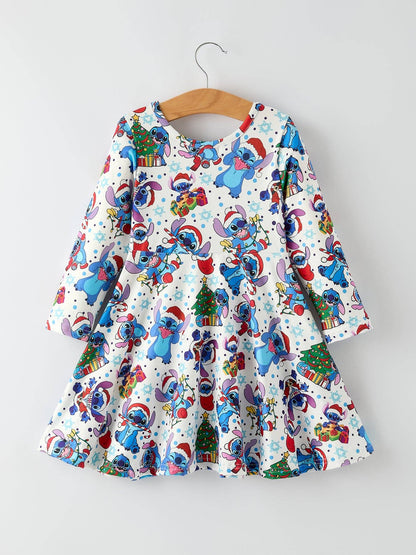 Robe Fille Imprimé Personnage Arbre de Noël Mignon GRANDEUR 5 ans
