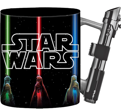 Mug sculpté 3D en céramique 20oz. avec logo Star Wars et sabres laser