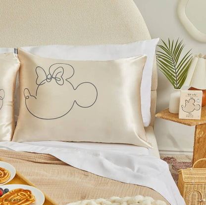Taie d'oreiller en satin Kitsch & Mickey et Minnie Mrs.Mouse-Cream