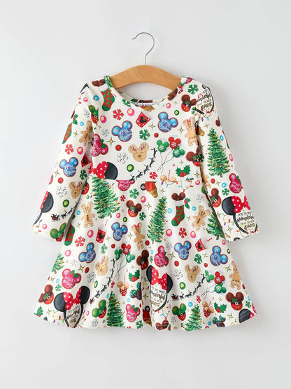Robe de Noël festive pour filles avec ballon coloré et personnages GRANDEUR 6 ans