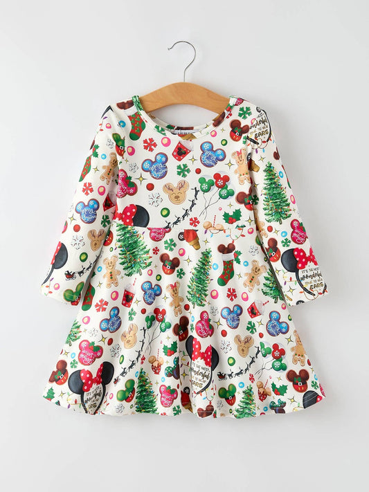 Robe de Noël festive pour filles avec ballon coloré et personnages GRANDEUR 6 ans