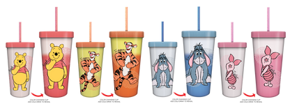 Ensemble de gobelets Winnie Pooh Sketch 24 oz à changement de couleur, paquet de 4