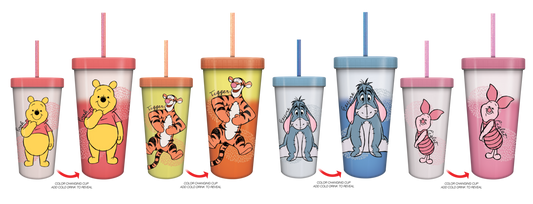 Ensemble de gobelets Winnie Pooh Sketch 24 oz à changement de couleur, paquet de 4