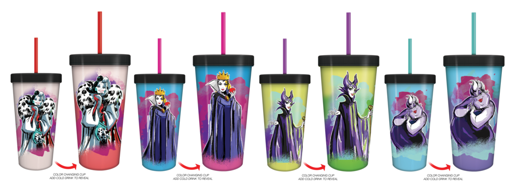 Ensemble de gobelets changeant de couleur 4 pièces 24oz Disney Villains Devious