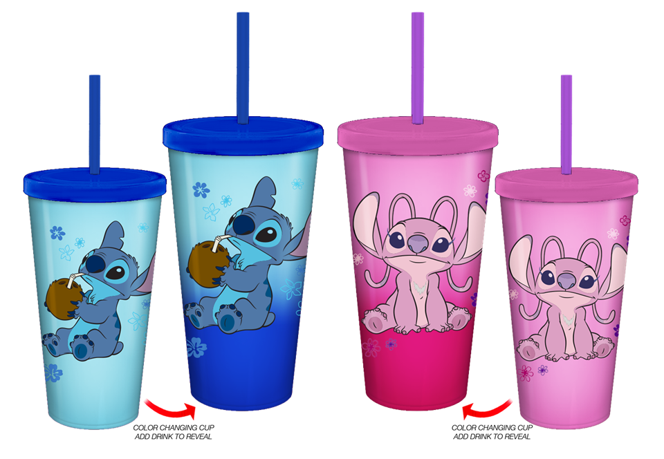 Lilo and Stitch and Angel Lot de 2 gobelets froids à changement de couleur de 24 oz