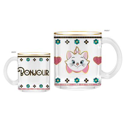 Aristochats CARREAU MARIE BONJOUR Finition métallisée 17,5 oz Tasse à café en verre