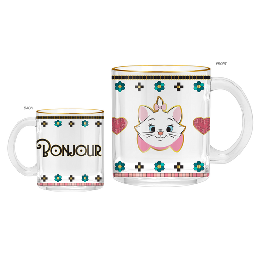 Aristochats CARREAU MARIE BONJOUR Finition métallisée 17,5 oz Tasse à café en verre