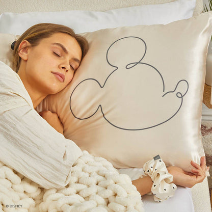 Taie d'oreiller en satin Kitsch & Mickey et Minnie Mr. Mouse -Crème