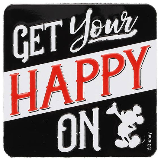 Aimant en métal gaufré Mickey Mouse Get Your Happy On: Étain
