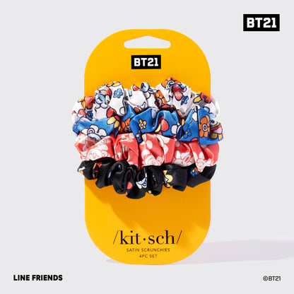 Lot de 4 chouchous Kitsch Satin Sleep BT21 x Kitsch