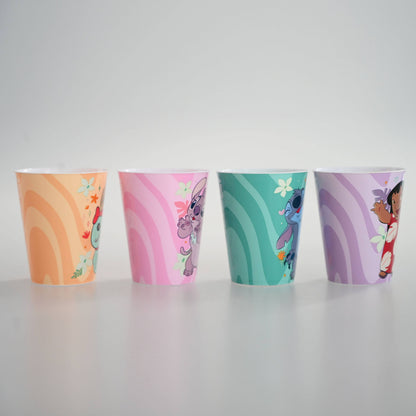 Ensemble de 4 mini-gobelets en plastique 1,5 oz Lilo & Stitch Tropical Panels