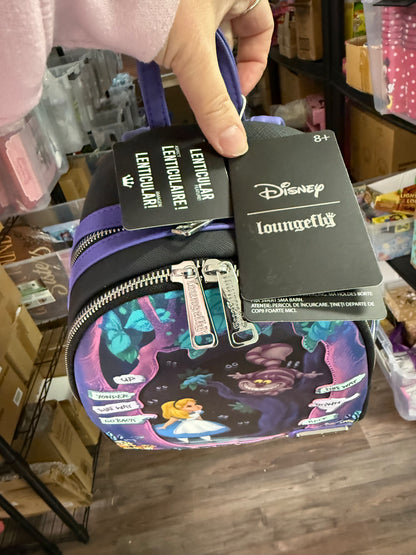 Sac à dos Loungefly Alice noir et mauve (lenticulaire)