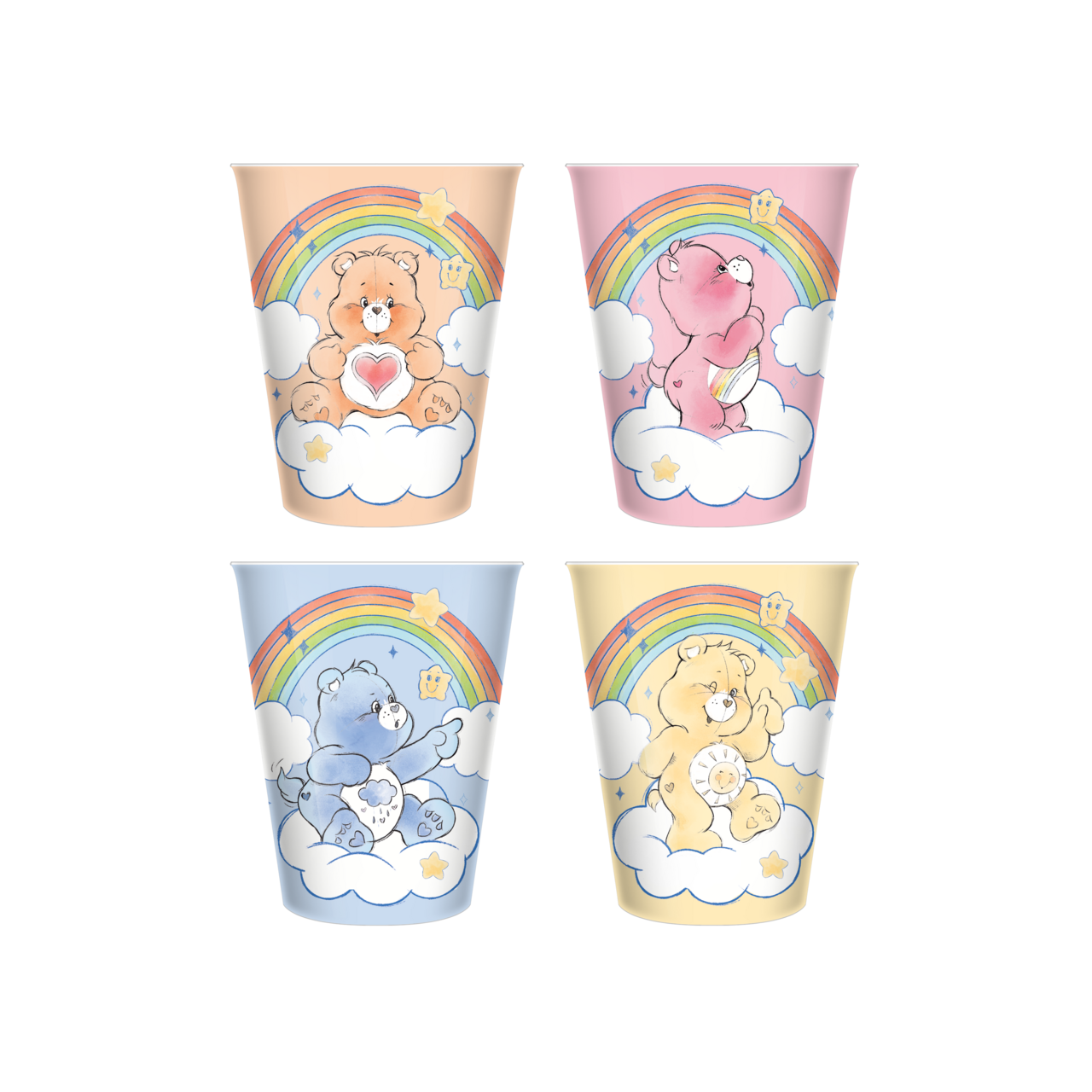 Ensemble Arc-en-ciel Aquarelle Bisounours 4 pièces 45 ml Mini Gobelet en Plastique