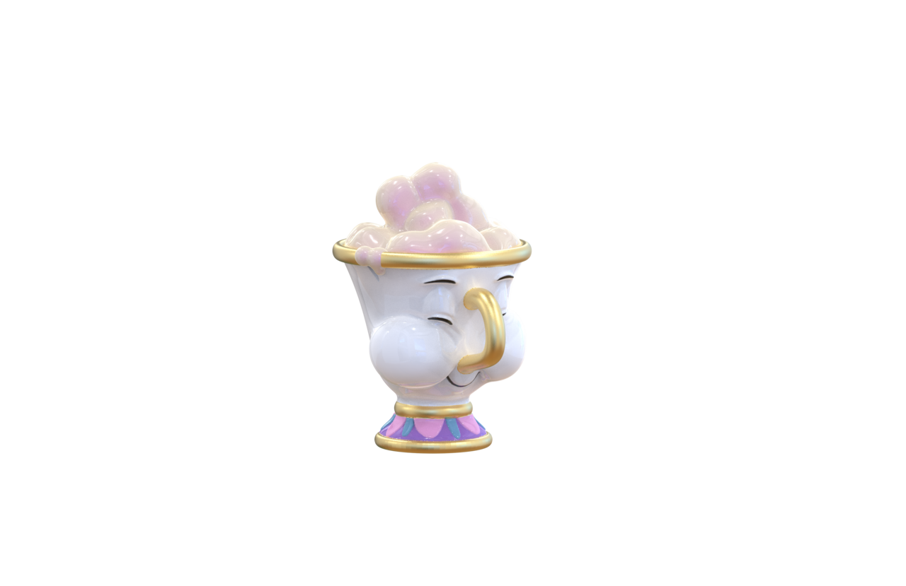 La Belle et la Bête — Tasse sculptée en céramique Chip avec bulles et couvercle