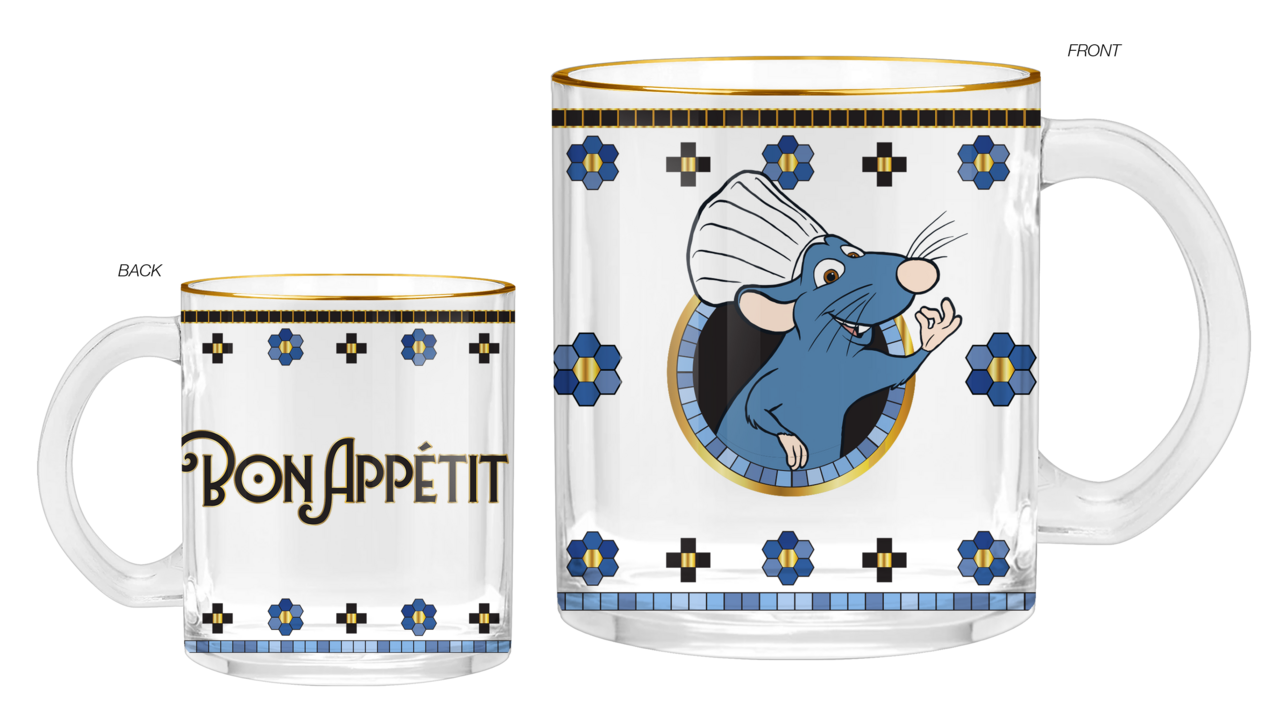 Tasse Ratatouille REMY BON APPÉTIT, tasse à café en verre 17,5 oz à finition métallisée