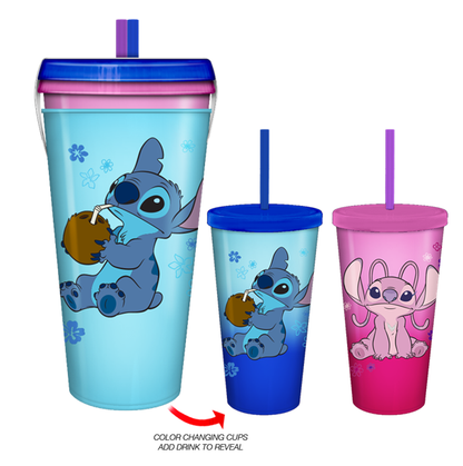 Lilo and Stitch and Angel Lot de 2 gobelets froids à changement de couleur de 24 oz