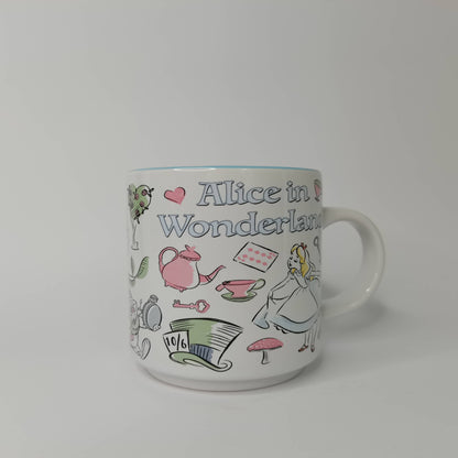 Tasse en céramique empilable unique Alice au pays des merveilles Icones 13 oz