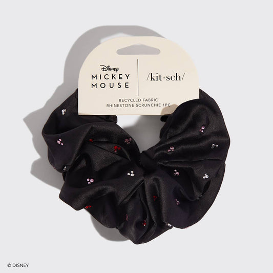 Chouchou en tissu recyclé Kitsch & Mickey et Minnie - Noir