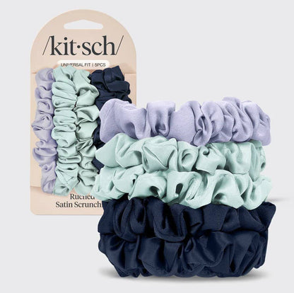 Lot de 5 chouchous en satin froncé - Bouquet de jardin
